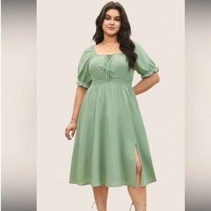 BloomChic Plus Size 3XL Boho gathered slit Midi Dress us22-24